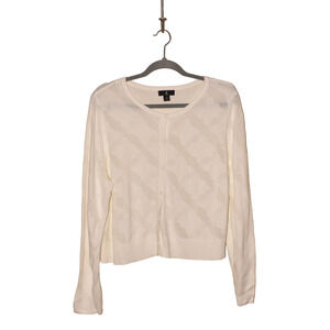J JASON WU NEW $61 Jacquard Cropped Cardigan in White 1X‎